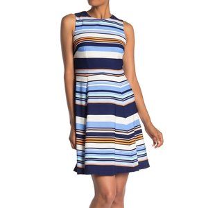 Vince Camuto Striped Fit & Flare Dress NEW